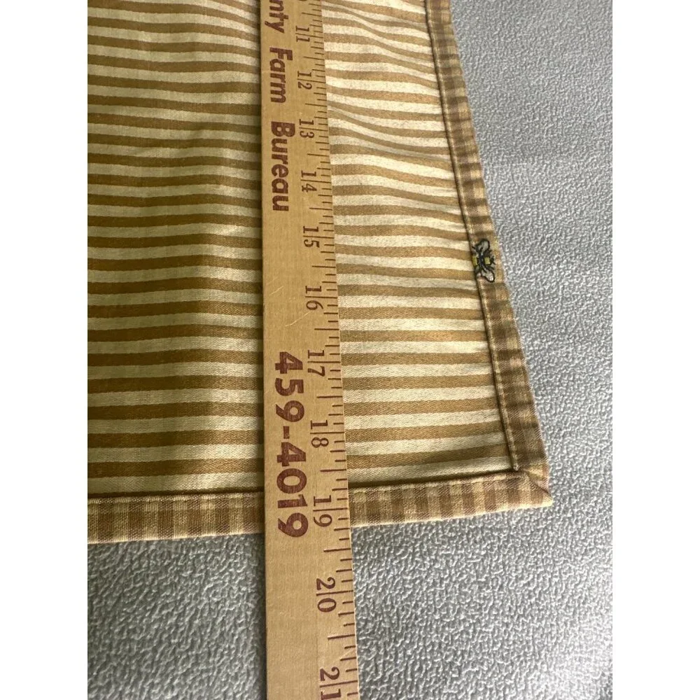 French Country Cloth Napkin Embroider Bee Micro Checked Bread Liner Square 3 Lot